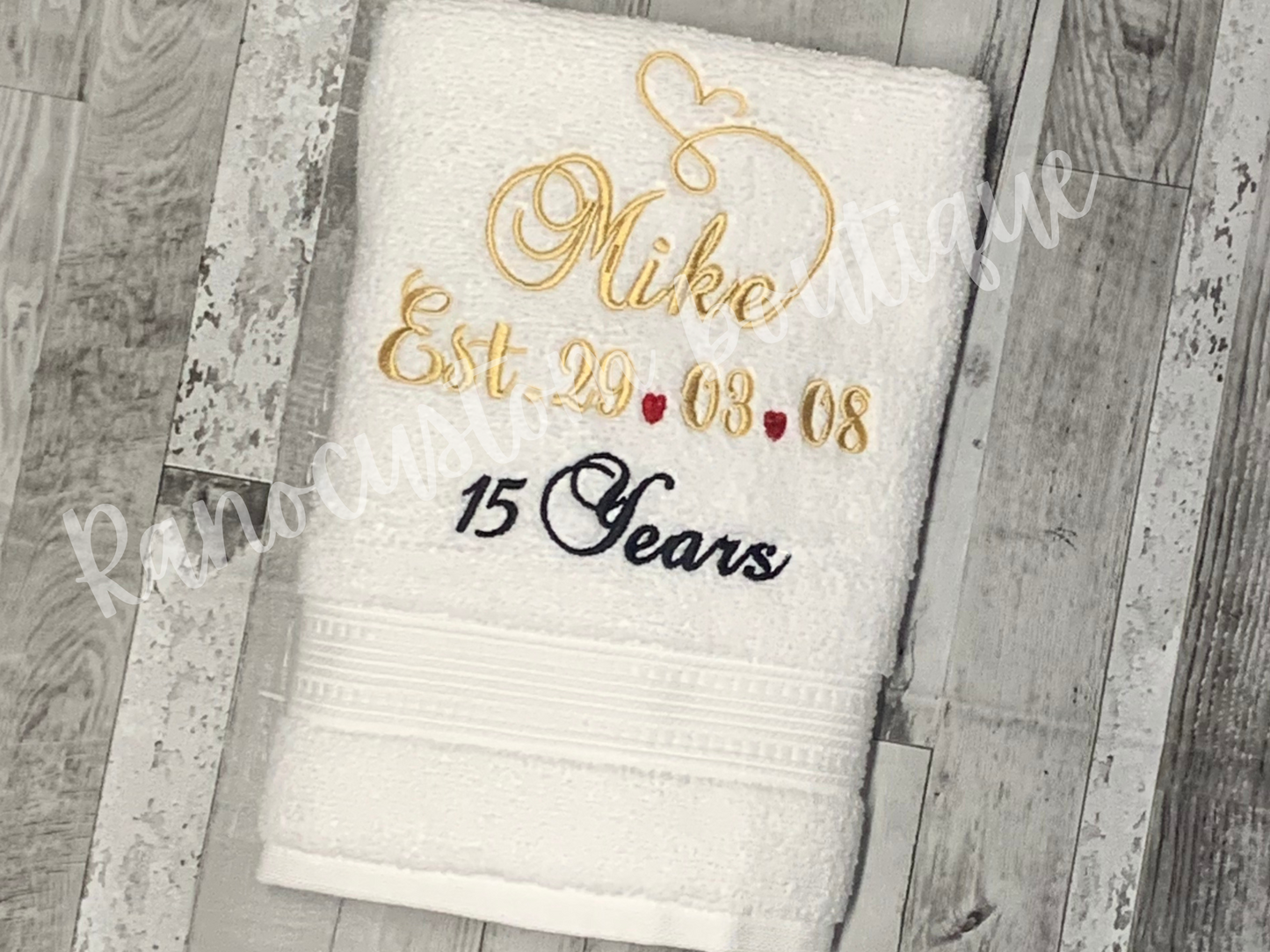 Personalised Luxury Wedding Anniversary Towel Set of 2, Embroidered Anniversary Gift Set, Couple Gifts, Hand Towels, Wedding Gift