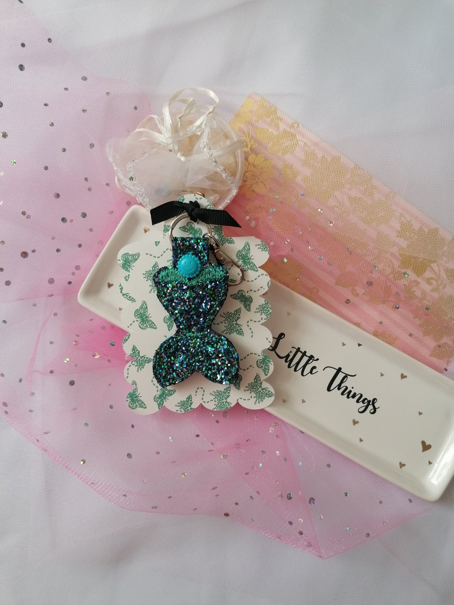 Mermaid Tail Key Fob, Mermaid Tail Key-chain, Embroidered Design, Key-chain design