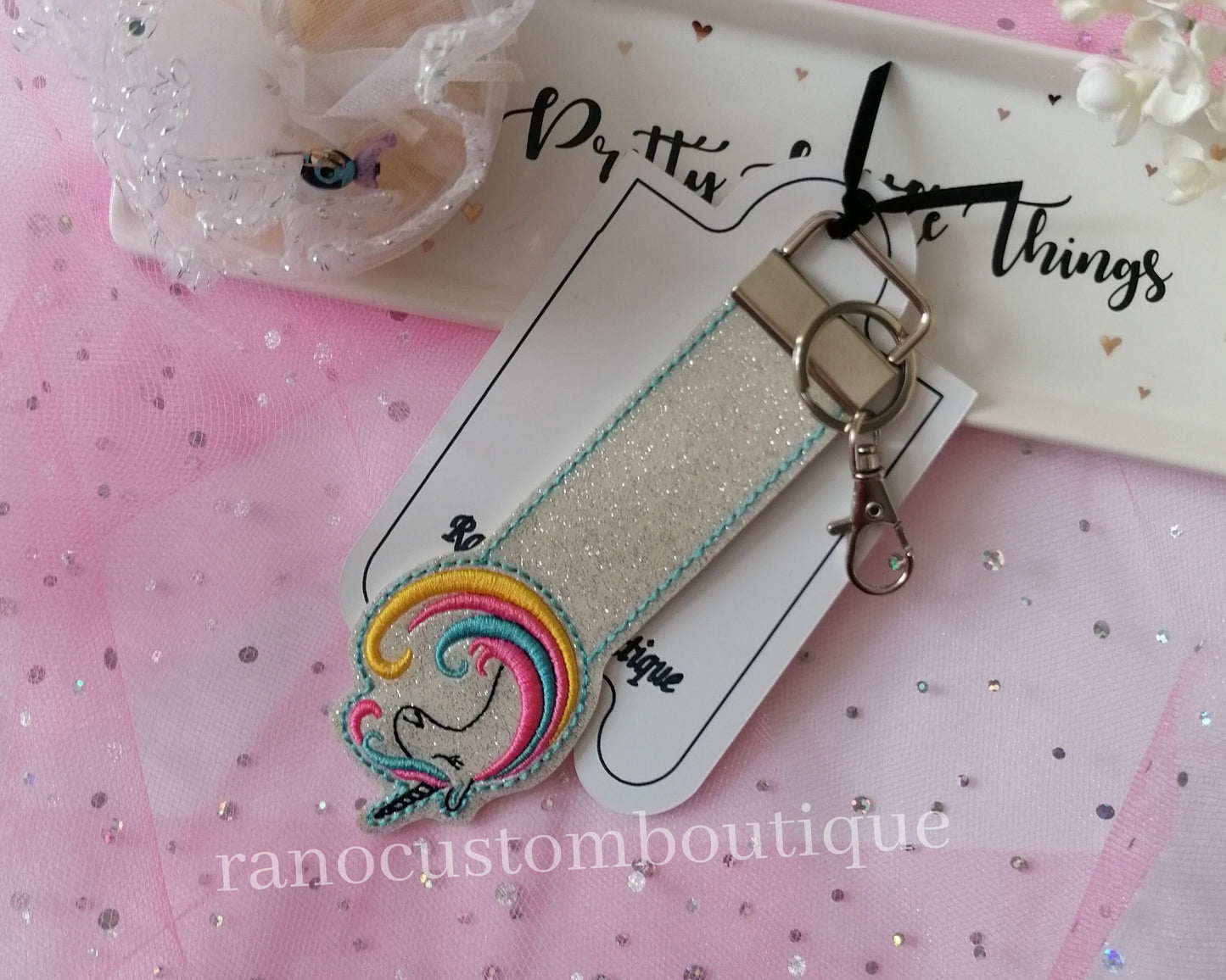 Key Fob Design, "Unicorn" Key-chain Design, Embroidered Design, Embroidered Key-chain
