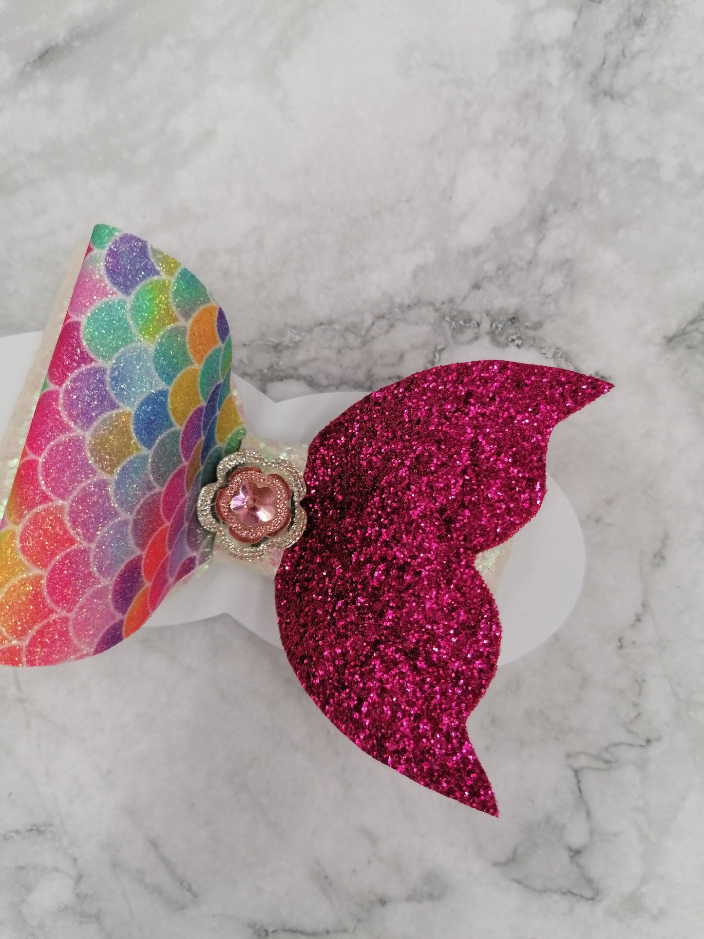Glittery Pink Mermaid Bow, Children's Bow, Children's Accessories, Hair Bow, Handmade Bow, Handmade Clip