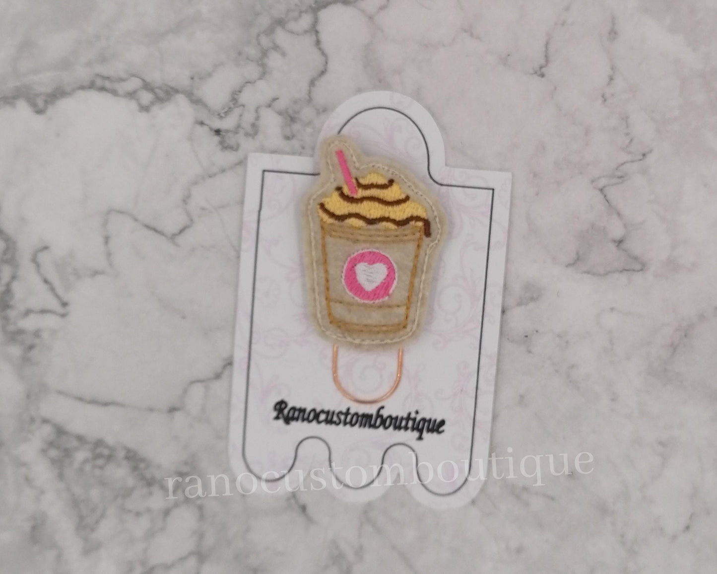 Embroidered Felt Paper Clip, Coffee Coffee Design, Coffee Planner Clip, Planner Clip Design, Stationary Accessory, Embroidered Design