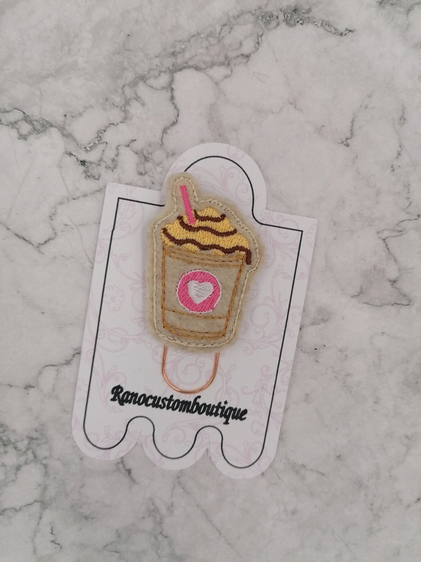 Embroidered Felt Paper Clip, Coffee Coffee Design, Coffee Planner Clip, Planner Clip Design, Stationary Accessory, Embroidered Design