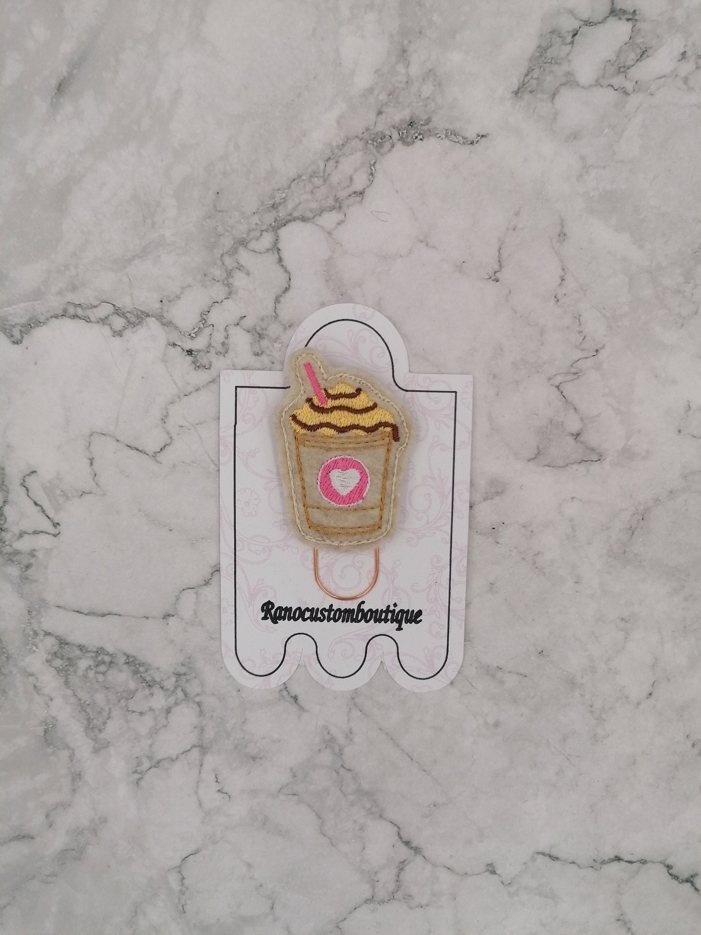 Embroidered Felt Paper Clip, Coffee Coffee Design, Coffee Planner Clip, Planner Clip Design, Stationary Accessory, Embroidered Design