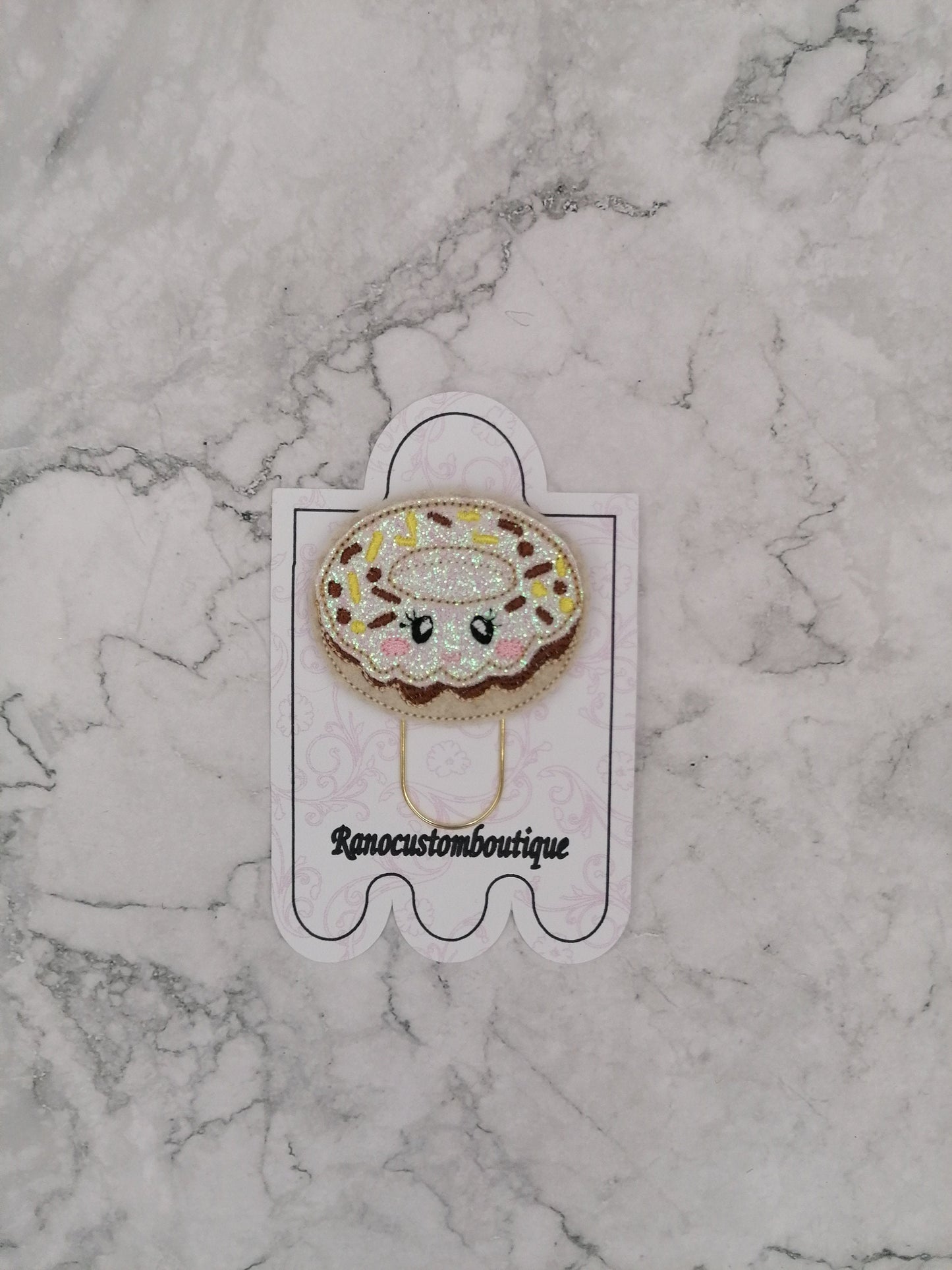 Embroidered Felt Paper Clip, Doughnut Design, Doughnut Planner Clip, Planner Clip Design, Stationary Accessory, Embroidered Design
