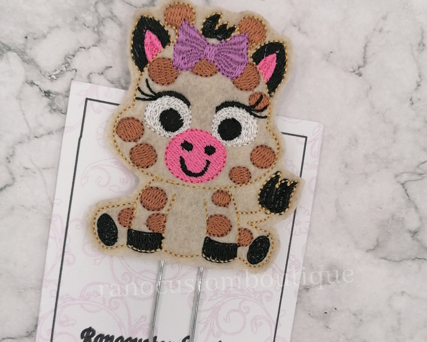 Embroidered Felt Paper Clip, Giraffe Design, Giraffe Planner Clip, Planner Clip Design, Stationary Accessory, Embroidered Design