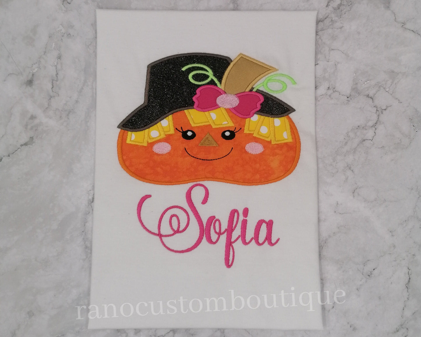 Halloween Pumpkin Girls Shirts, Embroidered Pumpkin Shirt, Personalised Name T-Shirt, Girls Halloween Shirts.