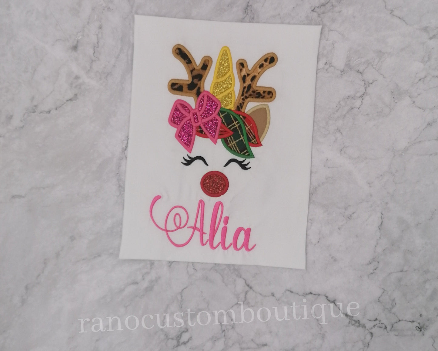 Personalized Embroidered Girls T-Shirt, Festive Shirts, Custom Name T-Shirt, Rudolph custom Shirts, Girls Festive Clothing,