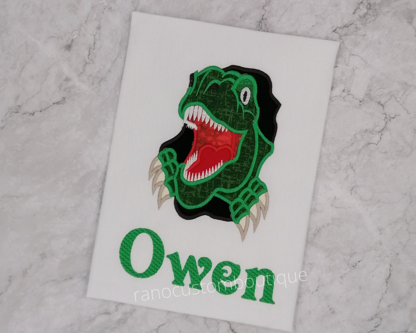Personalized Children T-Shirt, Embroidered Dinosaur Design, Embroidered Kids Birthday T-Shirt Design, Embroidered Dinosaur Children's Gift