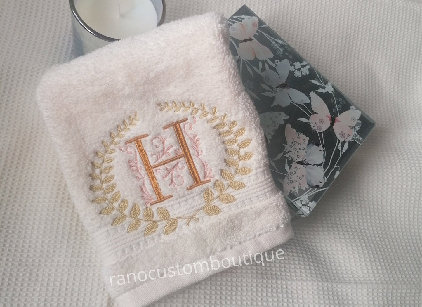 Personalized Embroidered Ivory Face Cloth/Hand Towel, Monogrammed Towels, Embroidered towels, Wedding Gifts, Custom Name Towels