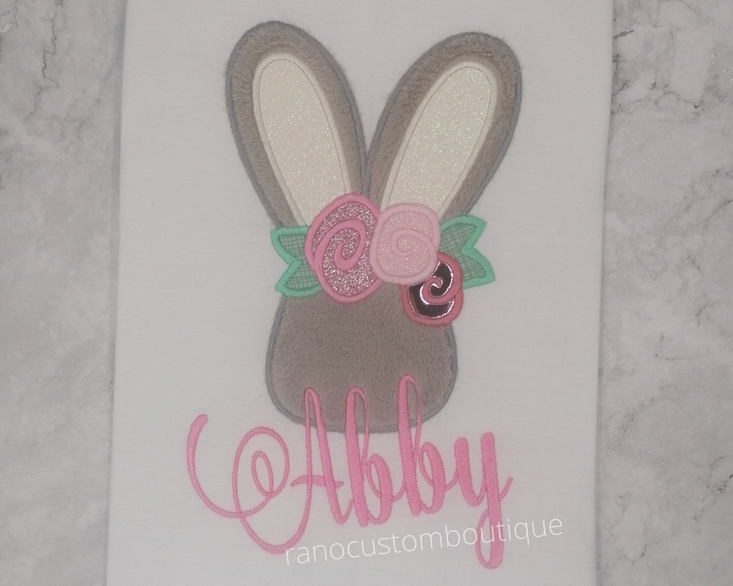 Easter Design, Easter Bunny Shirt, Easter Bunny Girls T-Shirt, Personalized Girls T-Shirts, Custom Girls T-Shirt, Embroidered Bunny Design