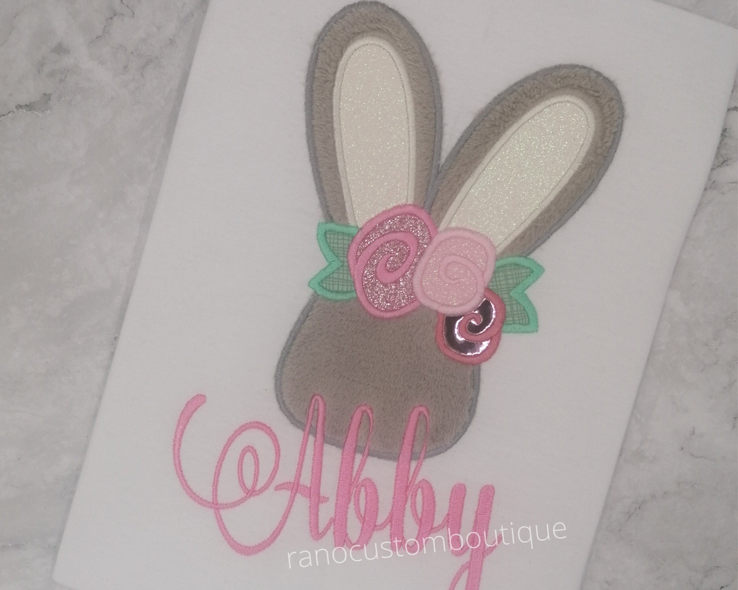 Easter Design, Easter Bunny Shirt, Easter Bunny Girls T-Shirt, Personalized Girls T-Shirts, Custom Girls T-Shirt, Embroidered Bunny Design