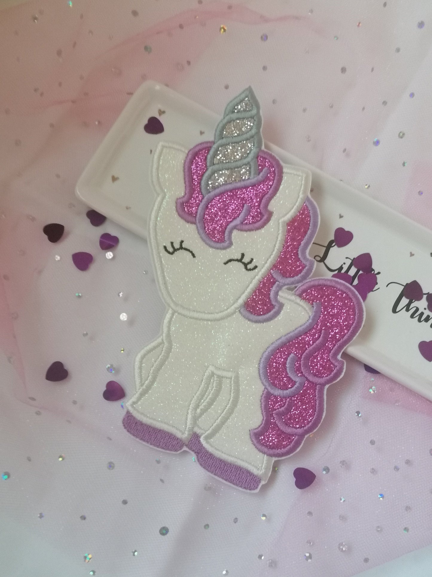 Glitter Unicorn Girl Patch, Embroidery Applique Patch, Backpack Patch, Jackets, Bags Patch.
