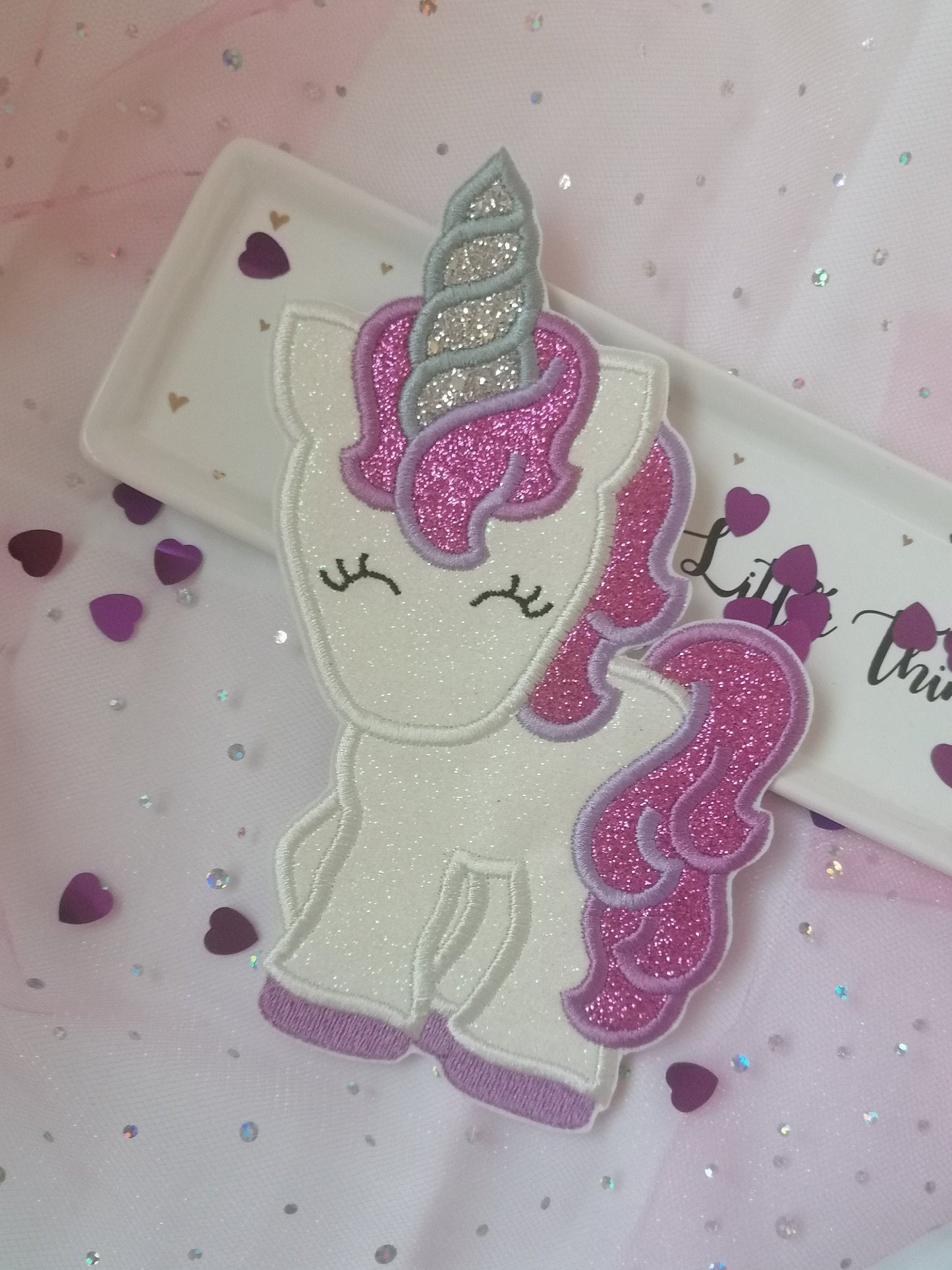 Glitter Unicorn Girl Patch, Embroidery Applique Patch, Backpack Patch, Jackets, Bags Patch.
