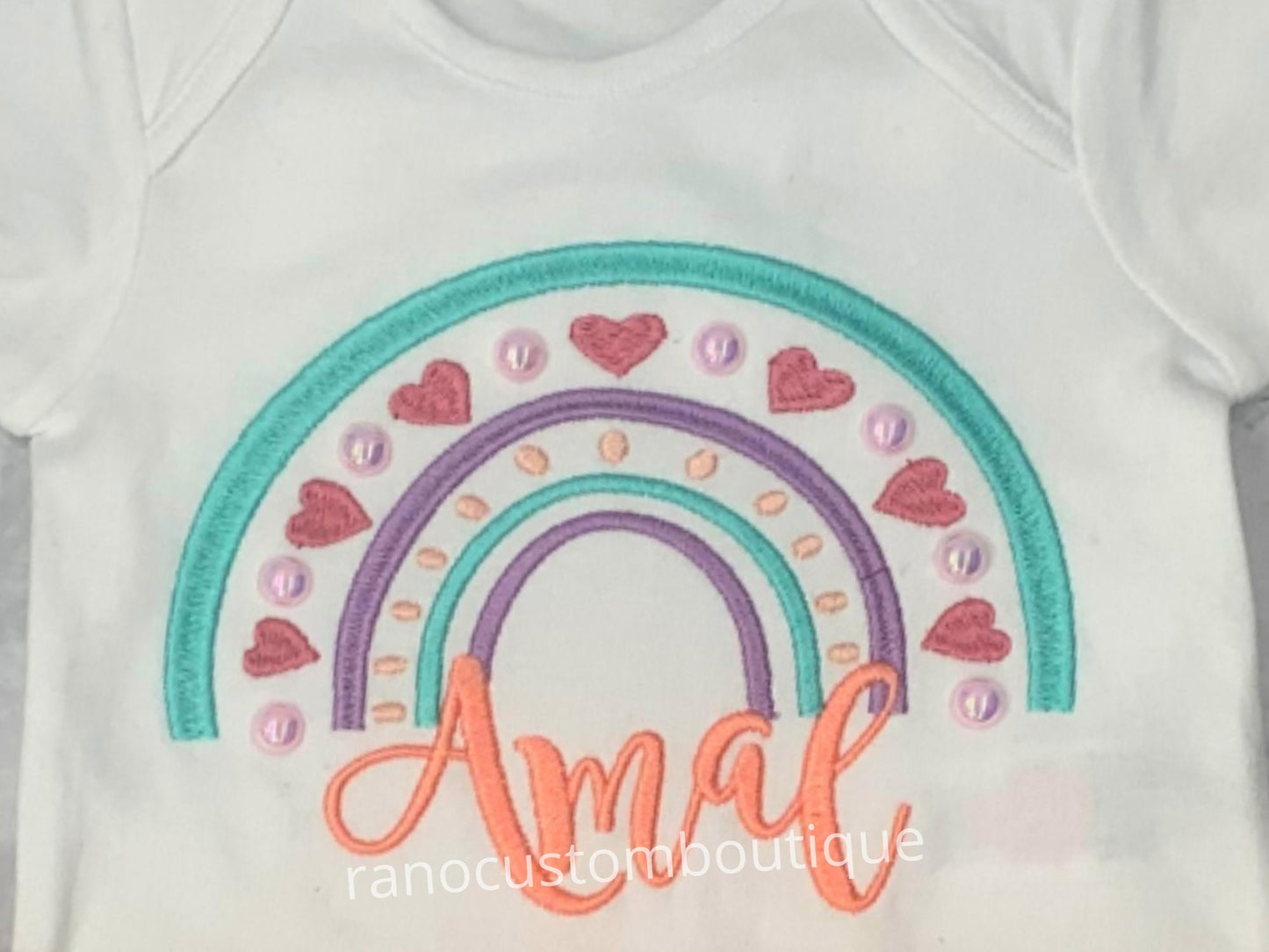 Rainbow Girls T-Shirts, Custom Girls rainbow Shirt, Embroidered Rainbow Birthday Shirts, Personalised Name Rainbow Design