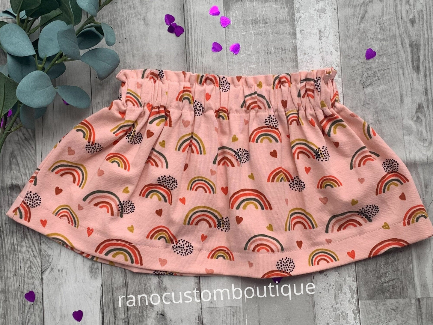 Rainbow Baby Girl Skirt, Organic Cotton Skirt, Baby Girl Clothing, Rainbow Pattern, Pink Baby Clothing, Baby Shower Gifts