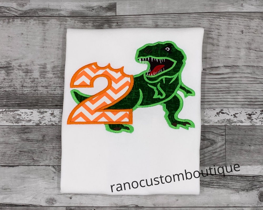 Personalized Boys Dinosaur Shirt, Embroidered Custom Dinosaur Design, Boy Numbers 1-9 Shirts/ T-Rex Kids Birthday Shirt Design,