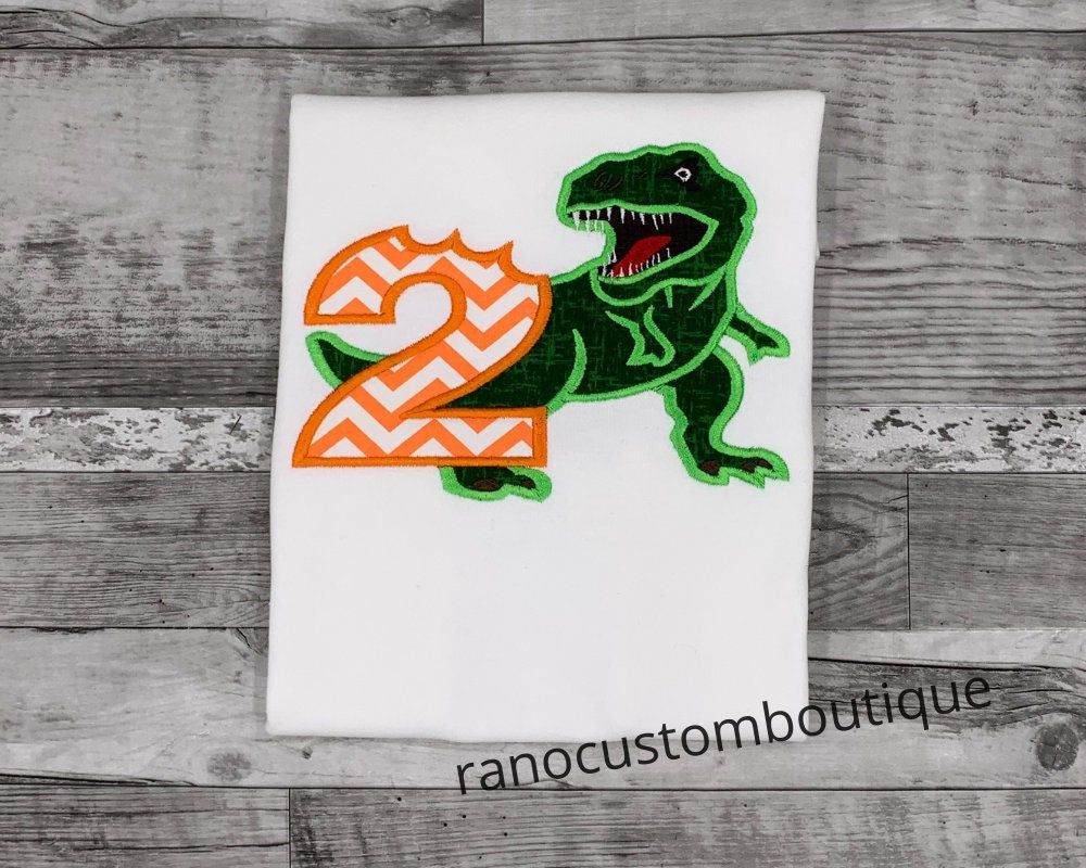 Personalized Boys Dinosaur Shirt, Embroidered Custom Dinosaur Design, Boy Numbers 1-9 Shirts/ T-Rex Kids Birthday Shirt Design,