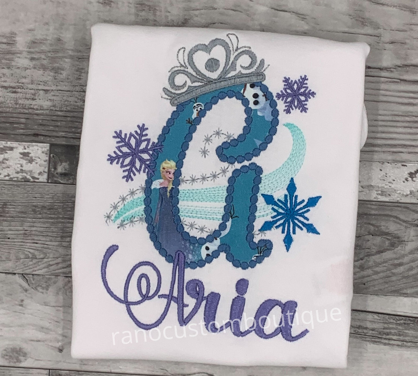 Personalized Girls T-Shirts, , Embroidered Princess Crown T-Shirt, Embroidered character Alphabet A-Z Design,