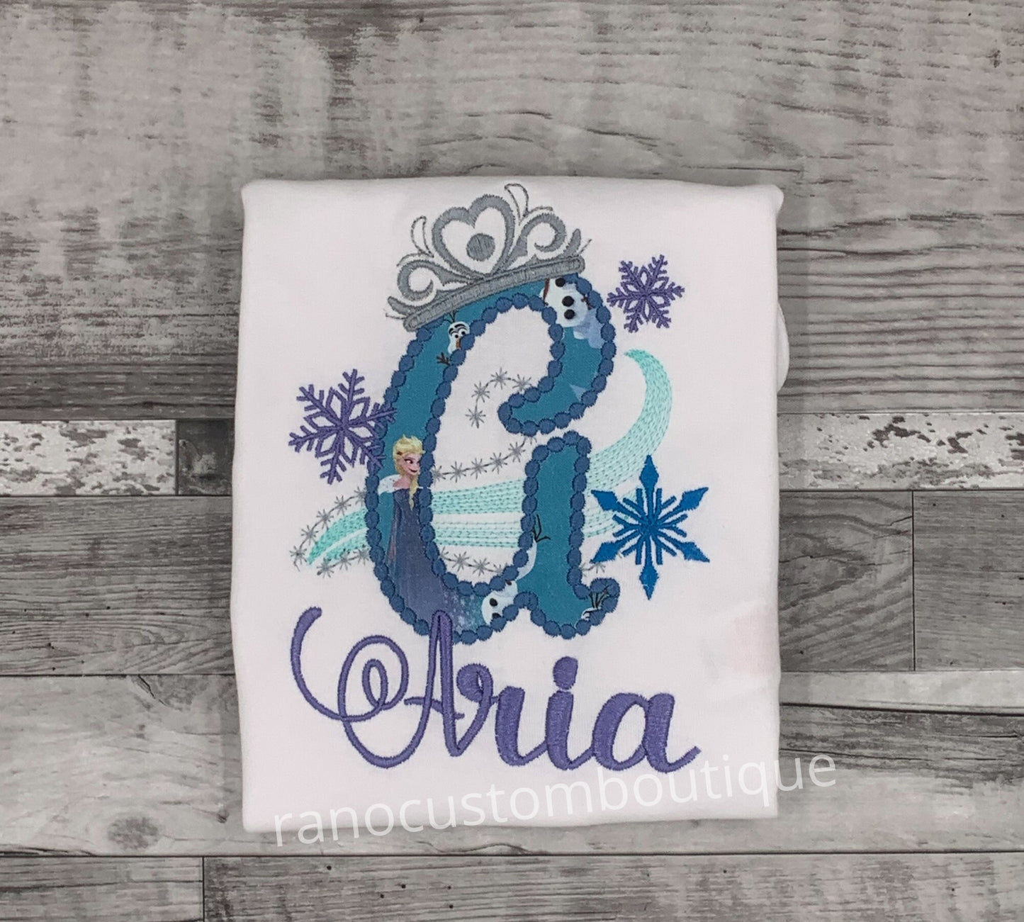Personalized Girls T-Shirts, , Embroidered Princess Crown T-Shirt, Embroidered character Alphabet A-Z Design,