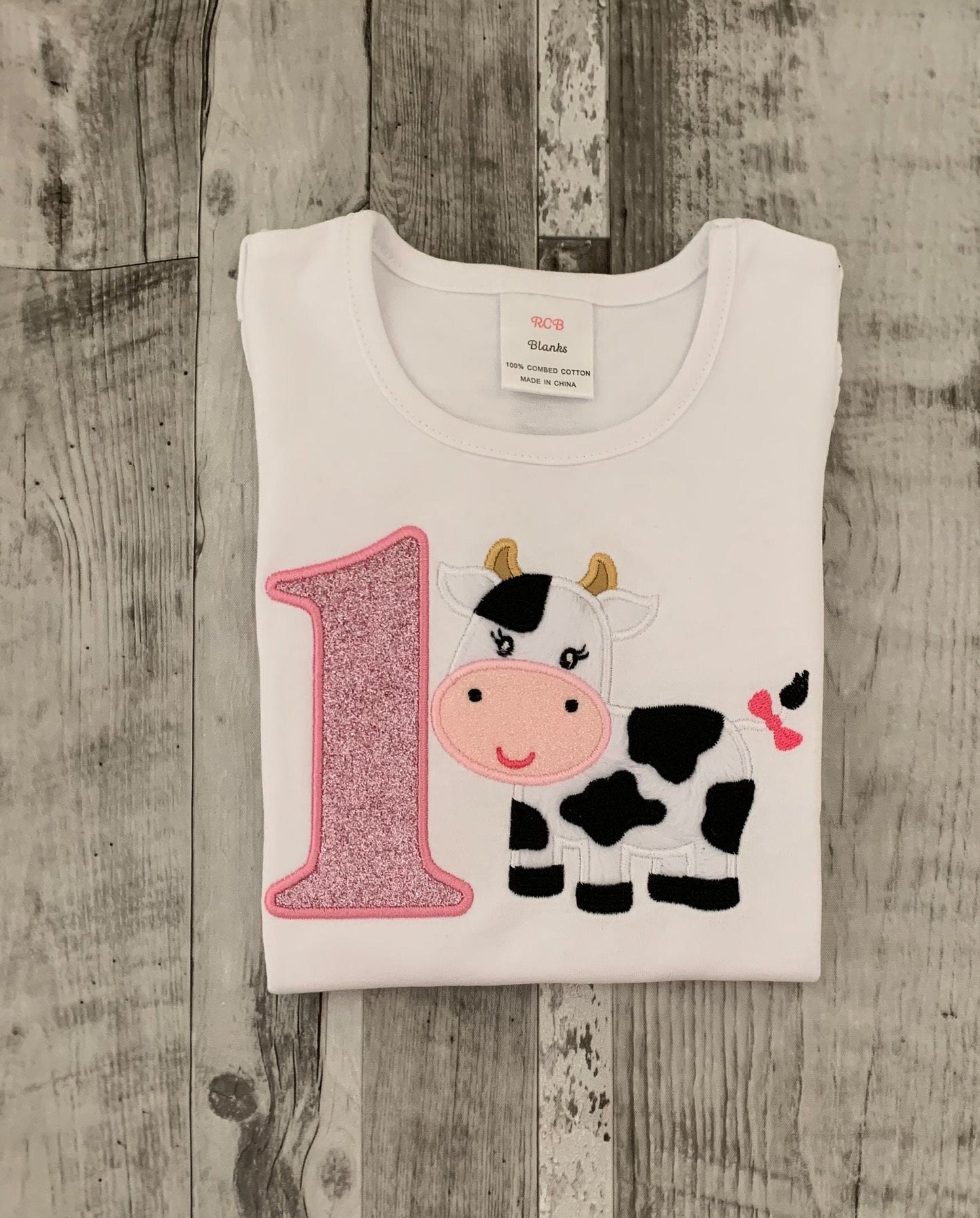 Personalizable Embroidered Girl Shirts, Baby Girl Clothing, Embroidered Baby Cow design, Embroidered Shirts