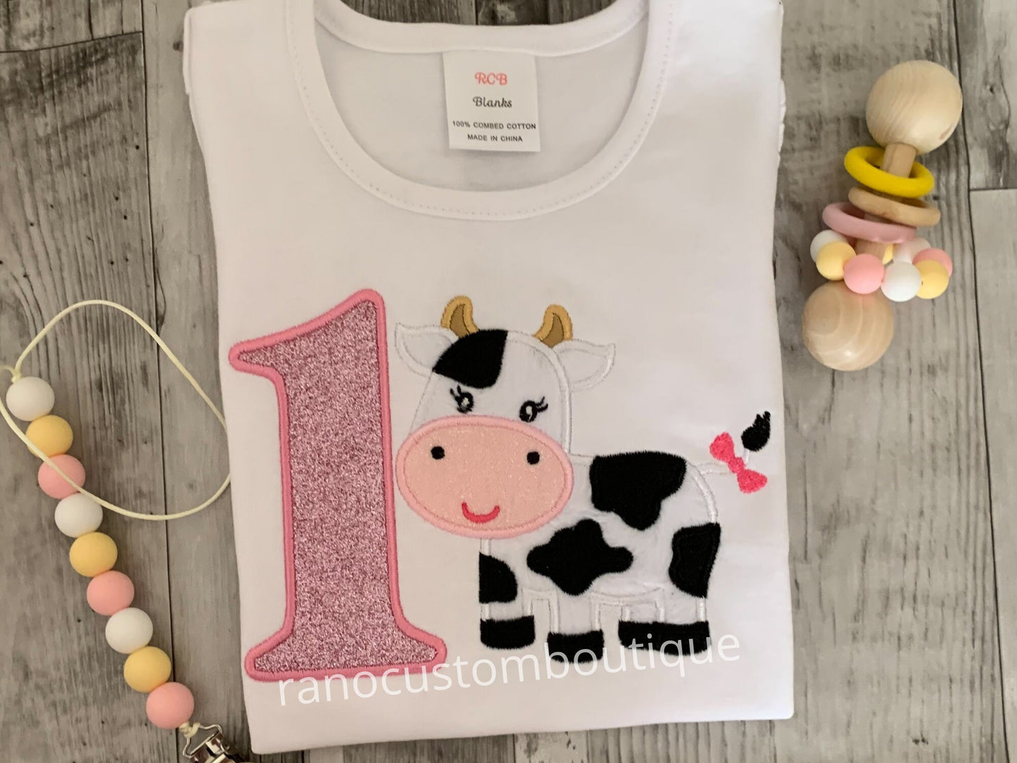 Embroidered Girl Baby Shirt and Tutu Set, Tutu and Shirt Set, Embroidered Baby Cow Design, Embroidered Girls Clothing, Girl's Clothing