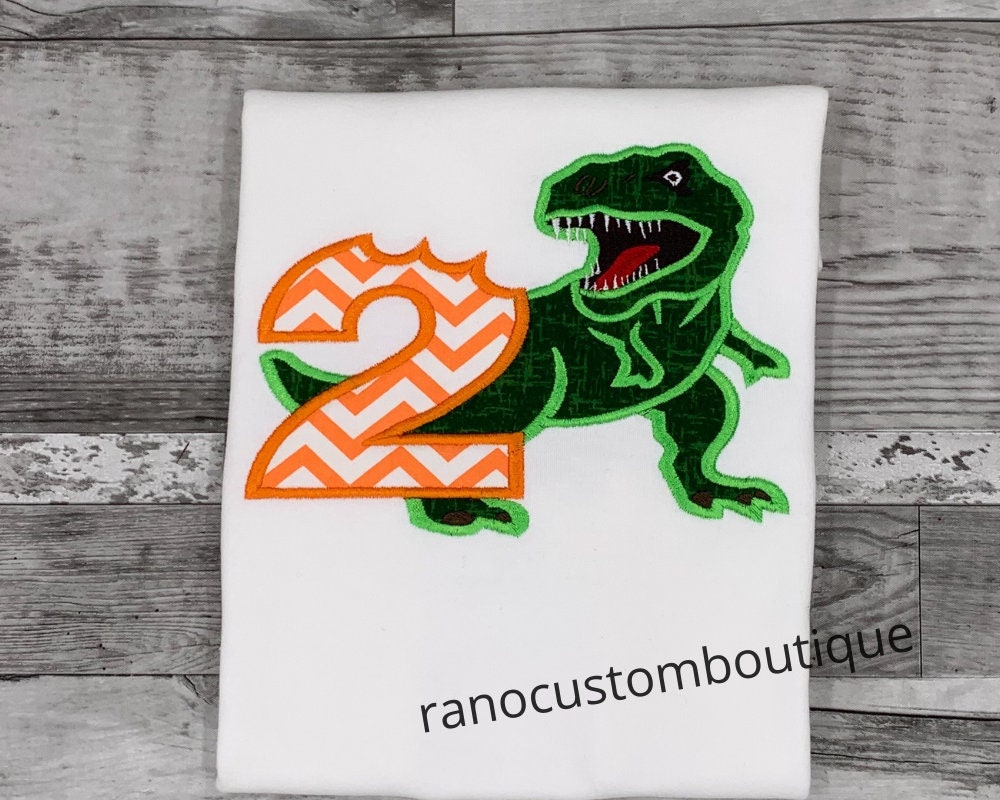 Personalized Boys Dinosaur Shirt, Embroidered Custom Dinosaur Design, Boy Numbers 1-9 Shirts/ T-Rex Kids Birthday Shirt Design,