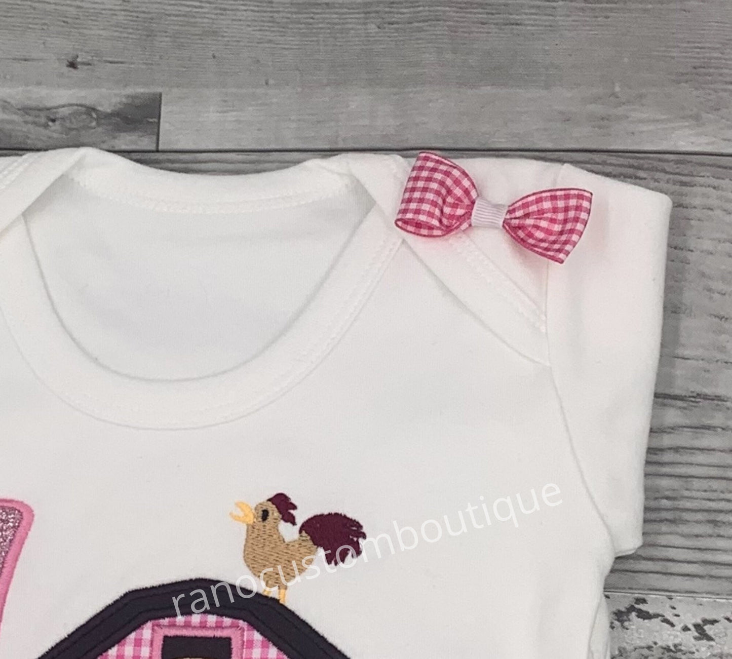Personalizable Embroidered Girl Shirts, , Embroidered Farm Animals design, Embroidered Barn Applique Design