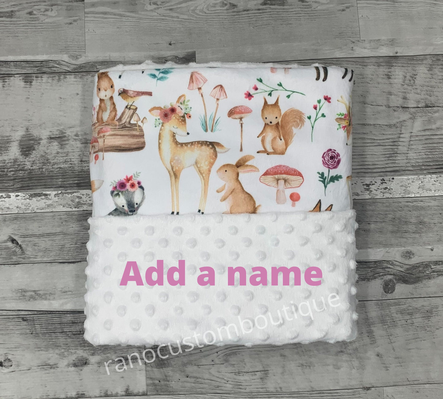 Cute Forest Animals Lovey Blanket, Baby Lovey, Girls Lovey, Plush Cuddly Lovey