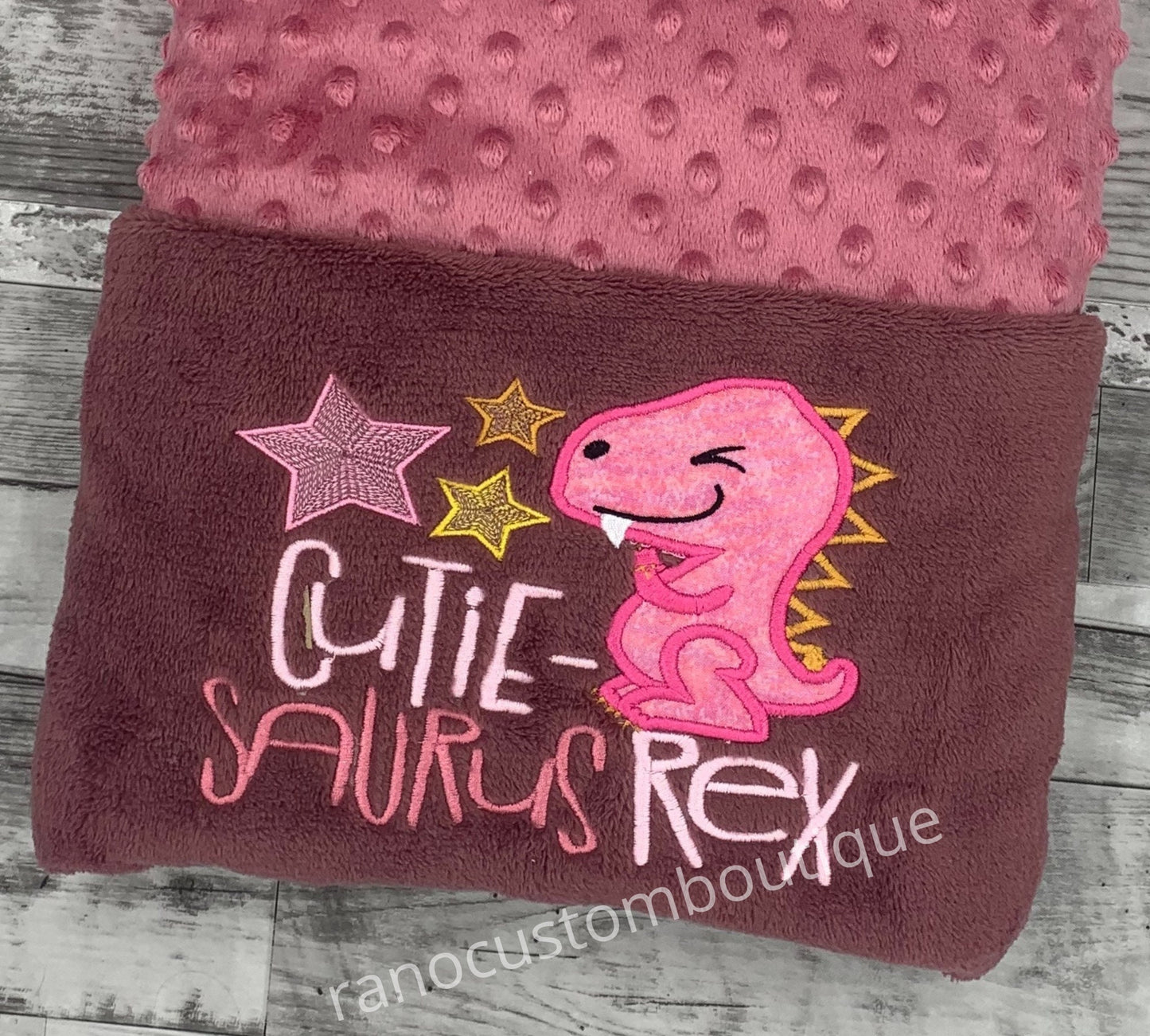 Personalized Girls Baby Blanket,Dinosaur Baby Blanket, Embroidered Baby Shower Gift, Custom Blanket Birthday Gift