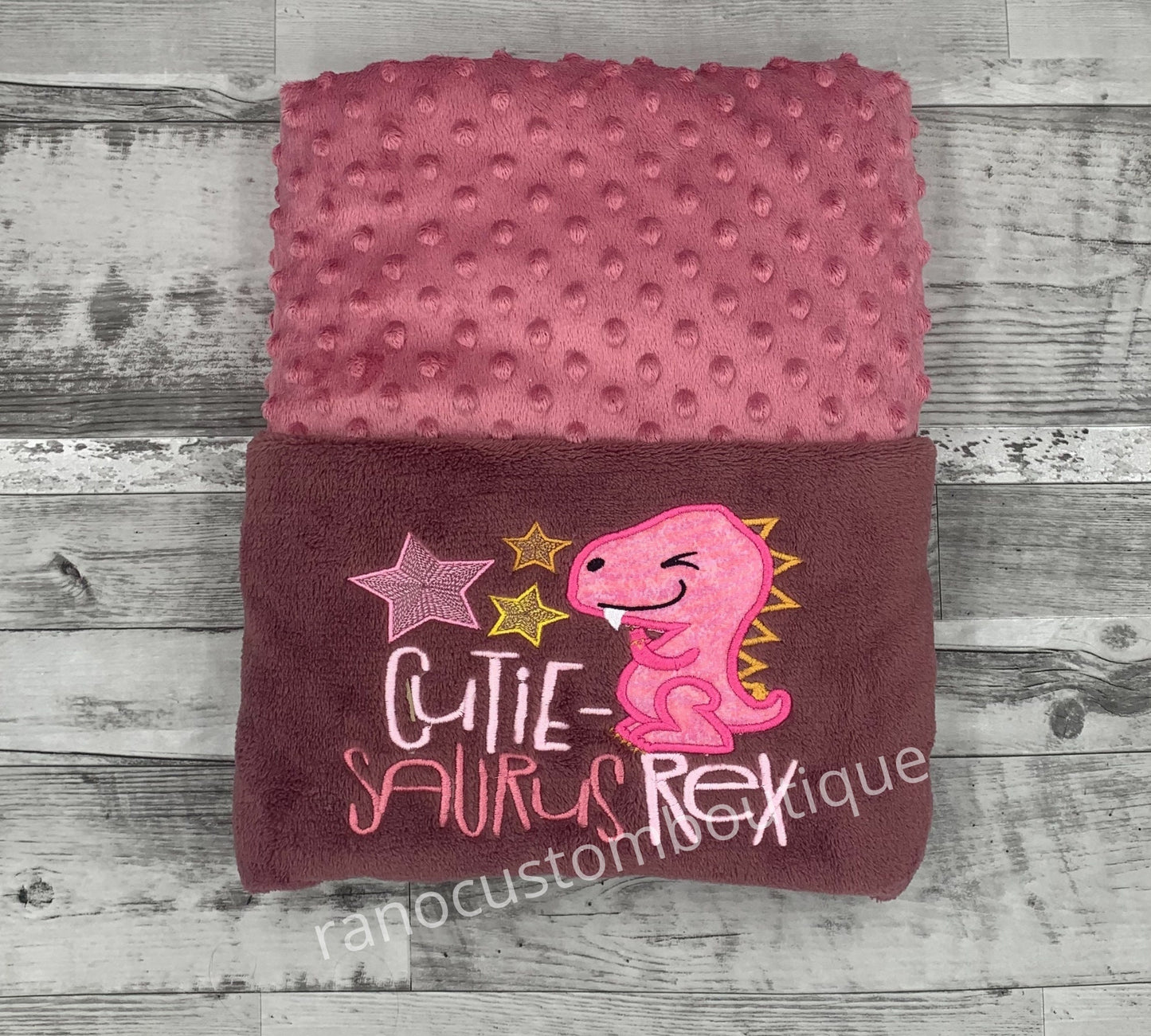Personalized Girls Baby Blanket,Dinosaur Baby Blanket, Embroidered Baby Shower Gift, Custom Blanket Birthday Gift