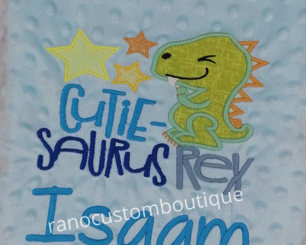 Personalized Boys Baby Blanket,Dinosaur Baby Blanket, Embroidered Baby Shower Gift, Custom Blanket Birthday Gift