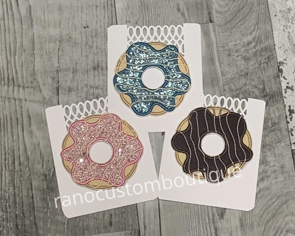 Embroidered Doughnut Patch, Iron On Patch, Glitter Doughnut Patch, Embroidery Applique Patch, Backpack Patch, Jackets, Bags Patch.