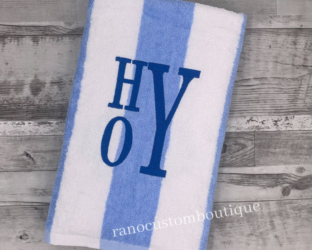 Personalised Monogrammed Beach Towel, Embroidered Gym Towel, Custom Monogram Towels, Beach Towels, Elegant Pool Towel, Gift Beach Towels