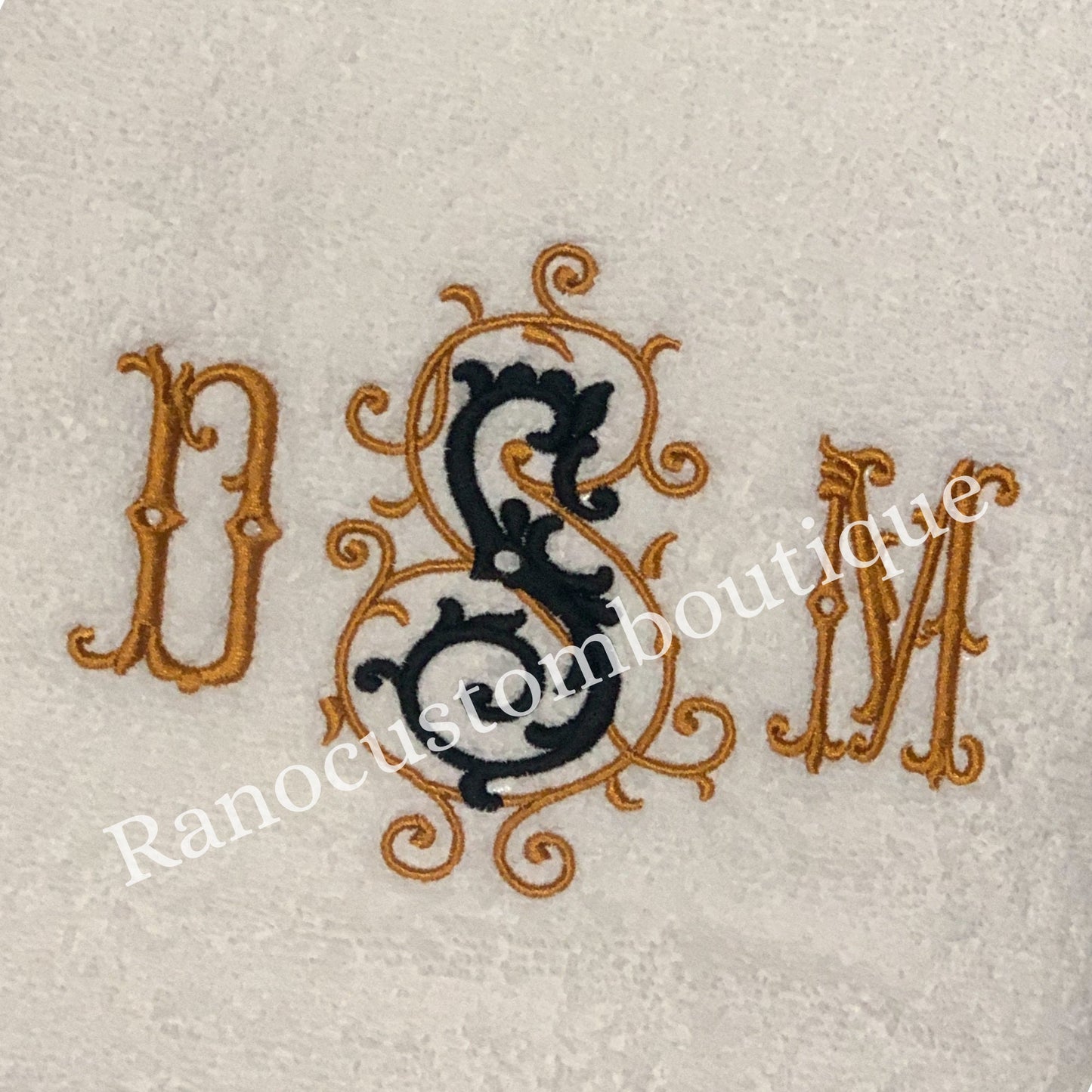 Personalized Face/Hand/Bath Towel, Embroidered Towel, Manoir Monogram Design, Monogrammed Towels