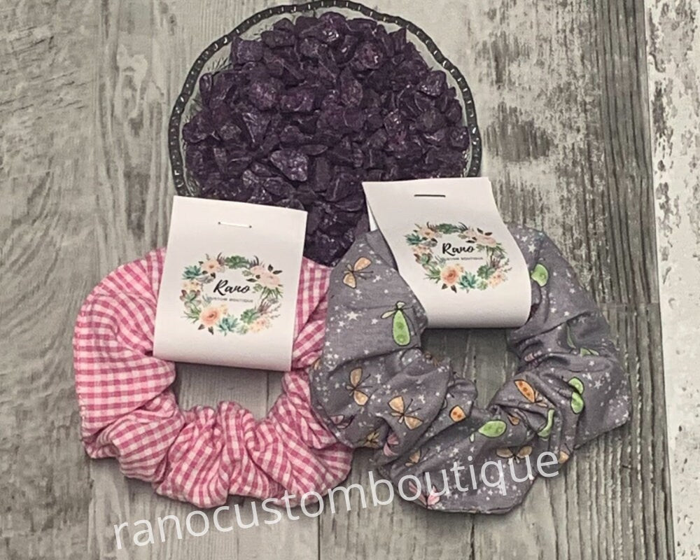 Girls Satin Scrunchie, Pink Scrunchie, Grey butterfly Scrunchie, Hair Accessory,Hair Tie, Birthday Gift For Girls