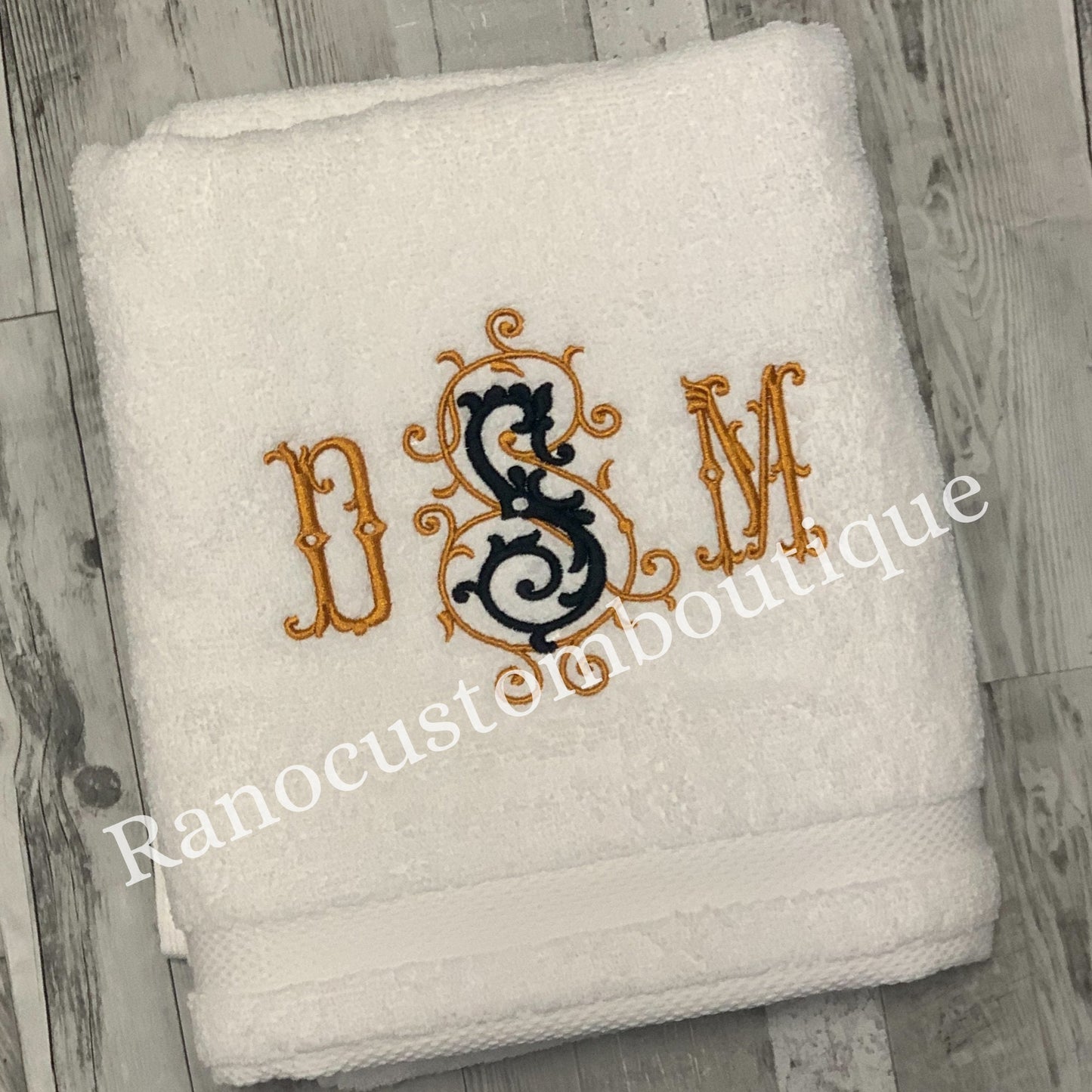 Personalized Face/Hand/Bath Towel, Embroidered Towel, Manoir Monogram Design, Monogrammed Towels