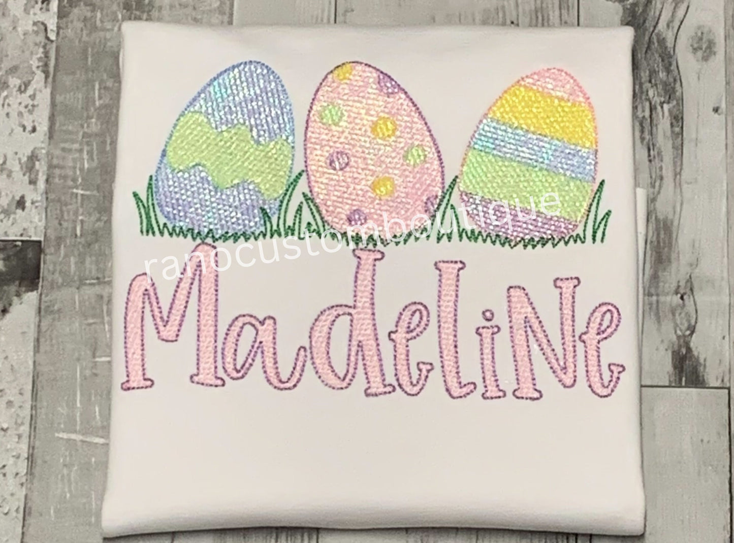 Easter Design, Easter Egg Shirt, Easter Egg Girls T-Shirt, Personalized Girls T-Shirts, Custom Girls T-Shirt, Embroidered Egg Design