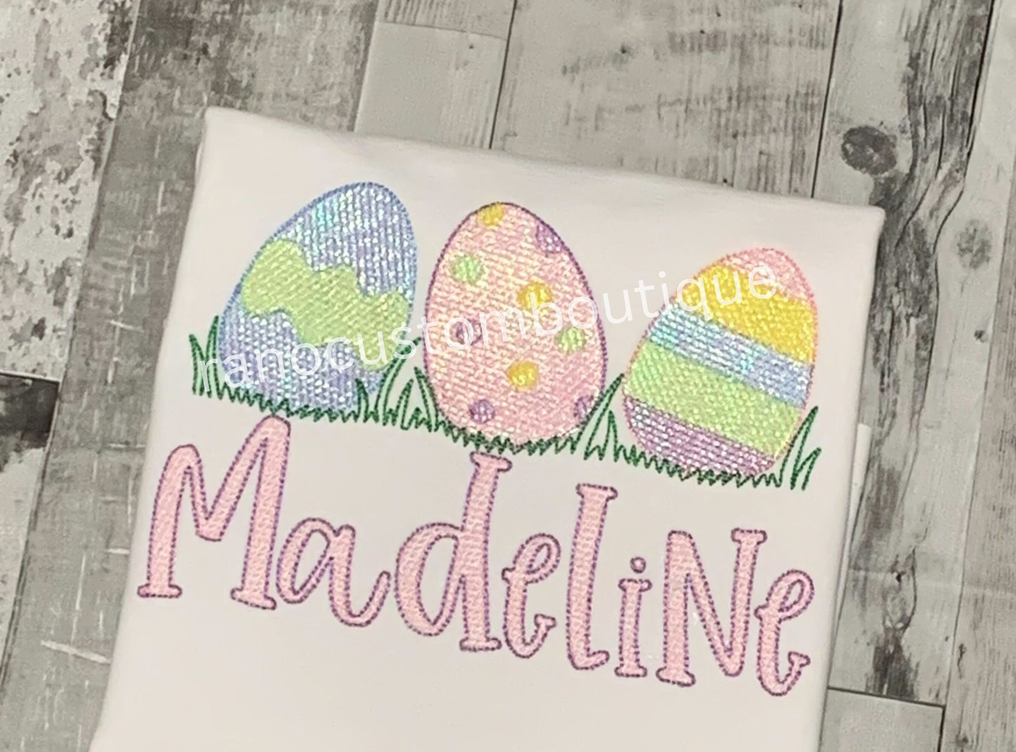 Easter Design, Easter Egg Shirt, Easter Egg Girls T-Shirt, Personalized Girls T-Shirts, Custom Girls T-Shirt, Embroidered Egg Design