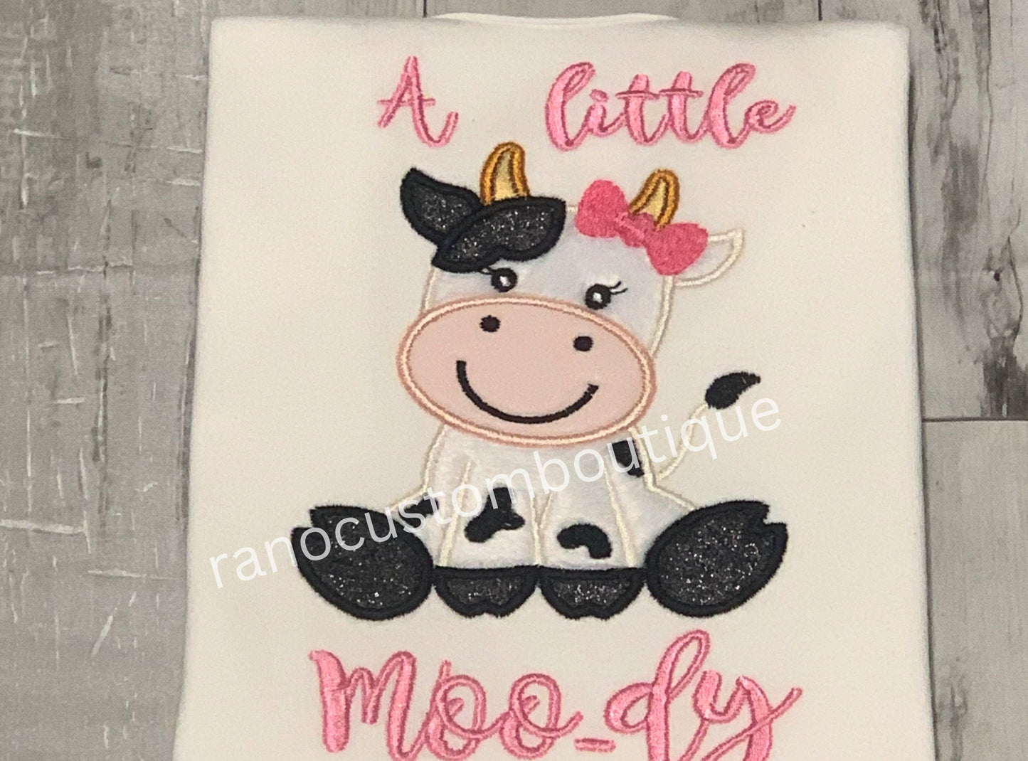 Baby Cow T-Shirt, Embroidered Girls Shirt, Embroidered Baby Cow Design, Baby Shower Gift, Cow Baby Gift Shirt