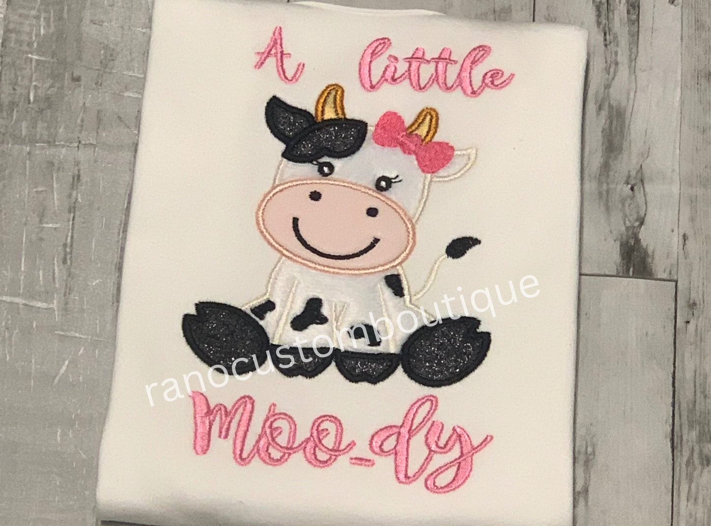 Baby Cow T-Shirt, Embroidered Girls Shirt, Embroidered Baby Cow Design, Baby Shower Gift, Cow Baby Gift Shirt