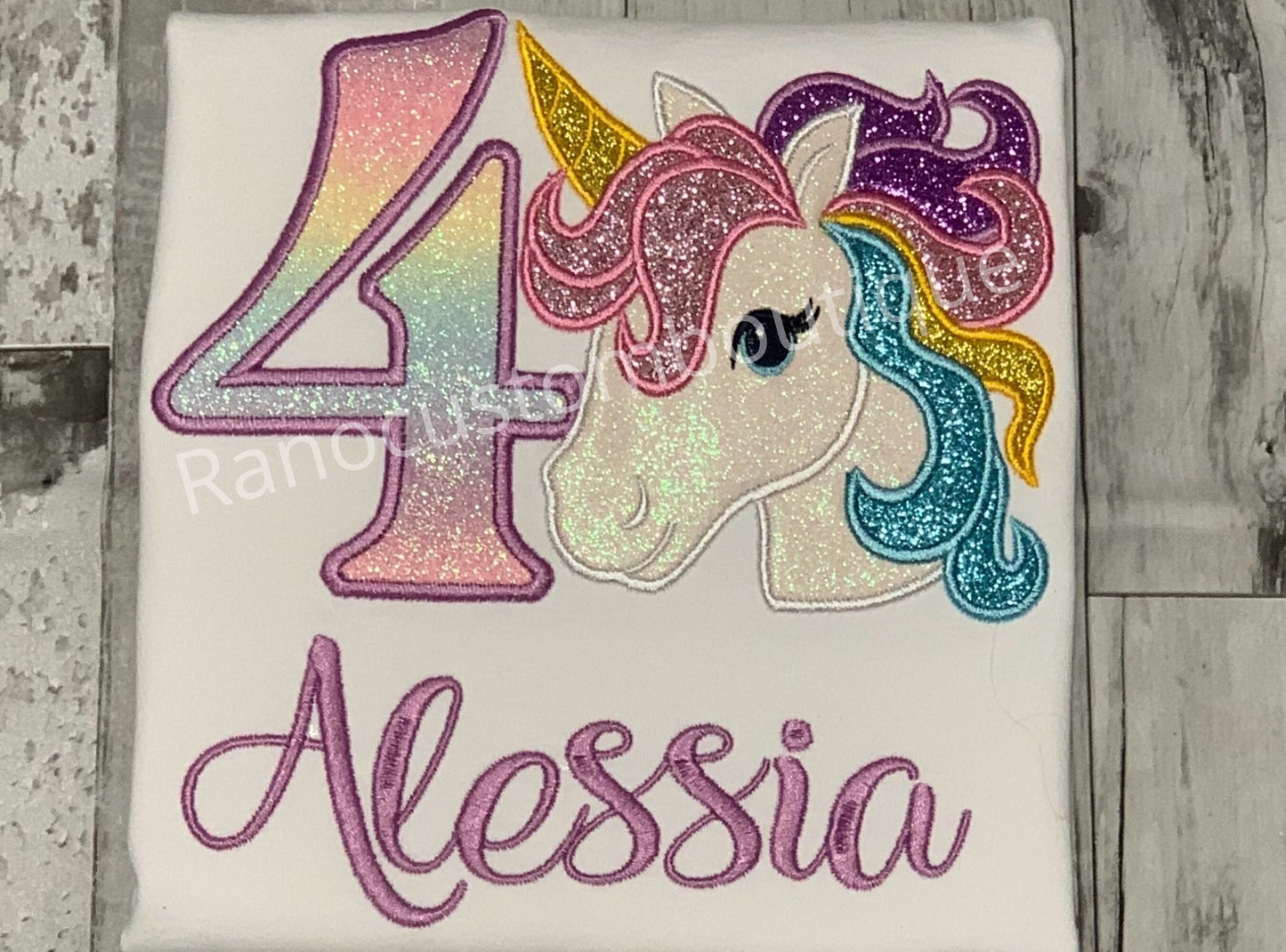 Personalised Pastel Rainbow Unicorn Birthday Tutu outfit, Embroidered Pastel Unicorn Lavender T-shirt, Custom Glitter Unicorn Tutu