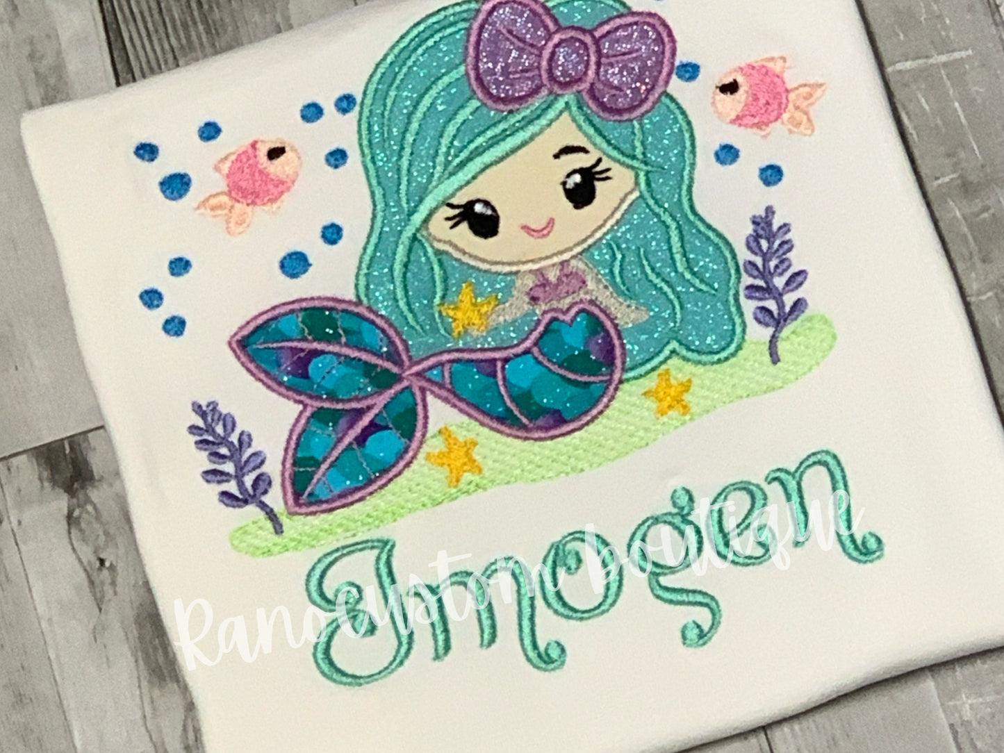 Embroidered Mermaid Custom Shirt, Mermaid Birthday Shirt, Mermaid Birthday Party, Embroidered Girl's Clothing, Personalised Girl's Shirts