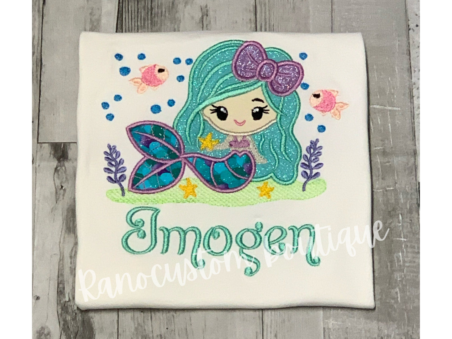 Embroidered Mermaid Custom Shirt, Mermaid Birthday Shirt, Mermaid Birthday Party, Embroidered Girl's Clothing, Personalised Girl's Shirts