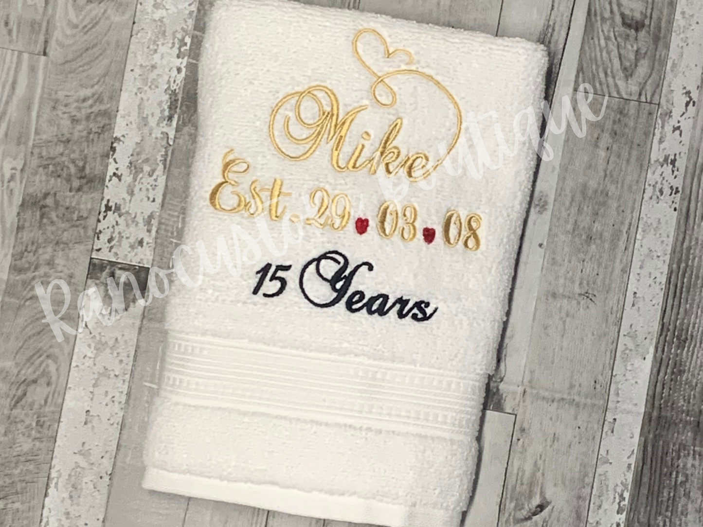 Personalised Luxury Wedding  Anniversary Towel Set of 2, Embroidered Anniversary Gift Set, Couple Gifts, Hand Towels, Wedding Gift