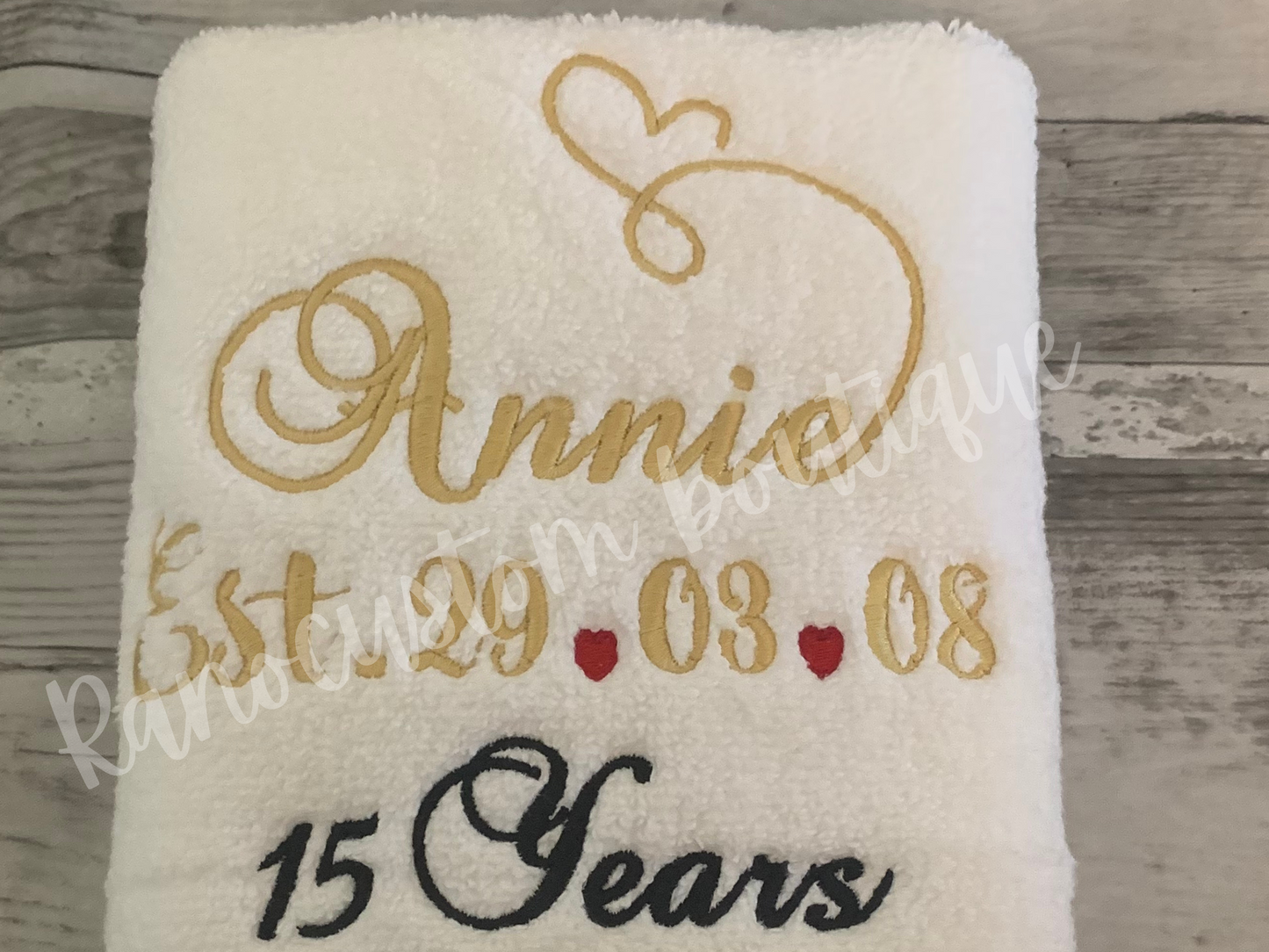 Personalised Luxury Wedding  Anniversary Towel Set of 2, Embroidered Anniversary Gift Set, Couple Gifts, Hand Towels, Wedding Gift