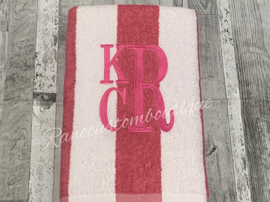 Personalised Monogrammed Beach Towel, Embroidered Gym Towel, Custom Monogram Towels, Beach Towels, Elegant Pool Towel, Gift Beach Towels