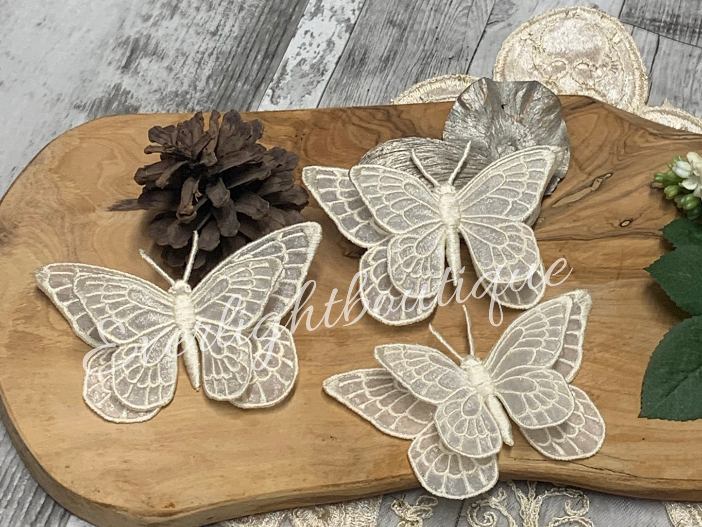 3D Organza butterfly Motif, Organza Patch For Flower Girl, Sew On Embroidered Butterfly, Bridal butterfly Lace, Headband accessories