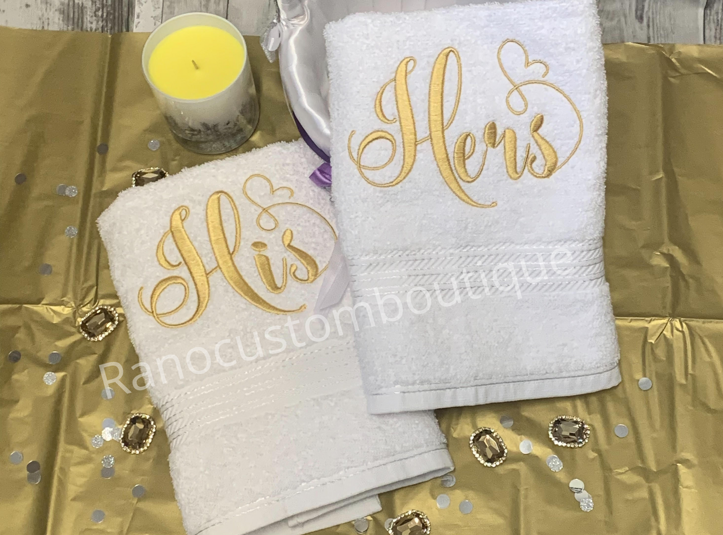 Personalised luxury Wedding Towel Set, Embroidered Engagement Gift Set, His And Hers Couple Gifts, Anniversary Gift Towels