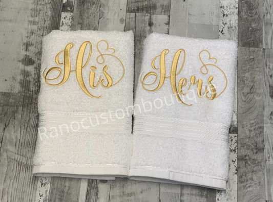Personalised luxury Wedding Towel Set, Embroidered Engagement Gift Set, His And Hers Couple Gifts, Anniversary Gift Towels