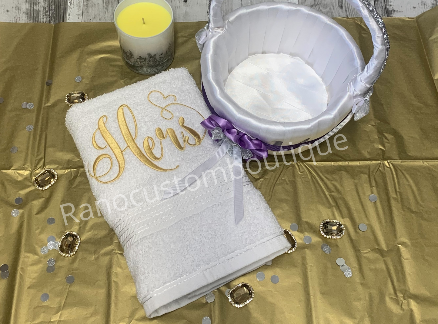 Personalised luxury Wedding Towel Set, Embroidered Engagement Gift Set, His And Hers Couple Gifts, Anniversary Gift Towels